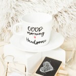 Filiżanka Good Morning Handsome – ręcznie zdobiona porcelana Kika Handmade