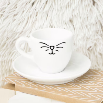 Filiżanka Kocie espresso – ręcznie zdobiona porcelana Kika Handmade