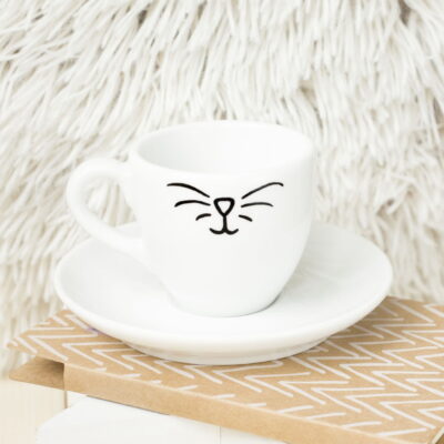 Filiżanka Kocie espresso – ręcznie zdobiona porcelana Kika Handmade