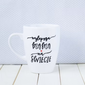 Kubek Najlepsza Mama na świecie – ręcznie zdobiona porcelana Kika Handmade
