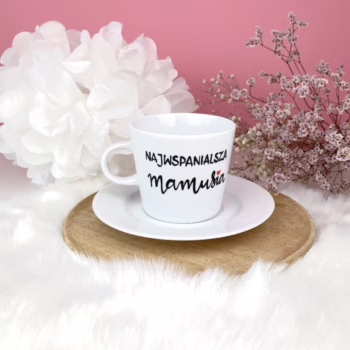 Filiżanka Najwspanialsza Mamusia – ręcznie zdobiona porcelana Kika Handmade