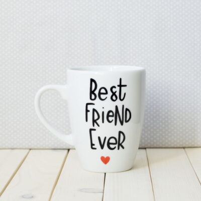 Kubek Best Friend Ever – ręcznie zdobiona porcelana Kika Handmade