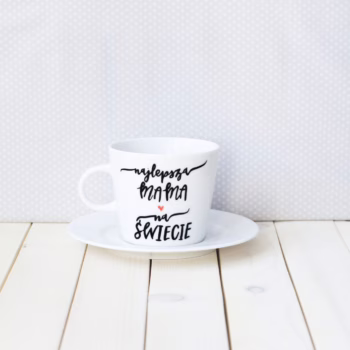 Filiżanka Najlepsza Mama – ręcznie zdobiona porcelana Kika Handmade