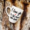 Kubek I love You to the moon and back – ręcznie zdobiona porcelana Kika Handmade