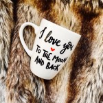 Kubek I love You to the moon and back – ręcznie zdobiona porcelana Kika Handmade