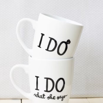 Zestaw kubków ślubnych I DO – ręcznie zdobiona porcelana Kika Handmade