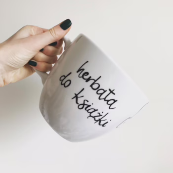 Kubek XXL do książki – ręcznie zdobiona porcelana Kika Handmade