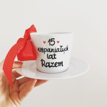 Filiżanka Rocznica – ręcznie zdobiona porcelana Kika Handmade