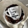 Filiżanka espresso Bez kawy nie ogarniam – ręcznie zdobiona porcelana Kika Handmade