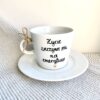 Filiżanka Życie zaczyna się na emeryturze – ręcznie zdobiona porcelana Kika Handmade