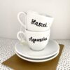 Zestaw filiżanek do espresso z imionami – ręcznie zdobiona porcelana Kika Handmade