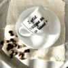 Filiżanka espresso Życie zaczyna się po kawie – ręcznie zdobiona porcelana Kika Handmade