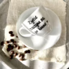 Filiżanka espresso Życie zaczyna się po kawie – ręcznie zdobiona porcelana Kika Handmade