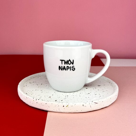 Kubek 300 ml z Twoim napisem – ręcznie zdobiona porcelana Kika Handmade