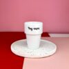 Kubek bez ucha z Twoim napisem – ręcznie zdobiona porcelana Kika Handmade