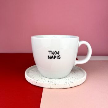 Kubek 1L z Twoim napisem – ręcznie zdobiona porcelana Kika Handmade