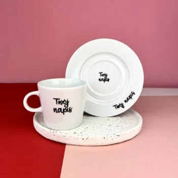 Filiżanka 200 ml z Twoim napisem – ręcznie zdobiona porcelana Kika Handmade