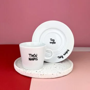 Filiżanka 200 ml z Twoim napisem – ręcznie zdobiona porcelana Kika Handmade