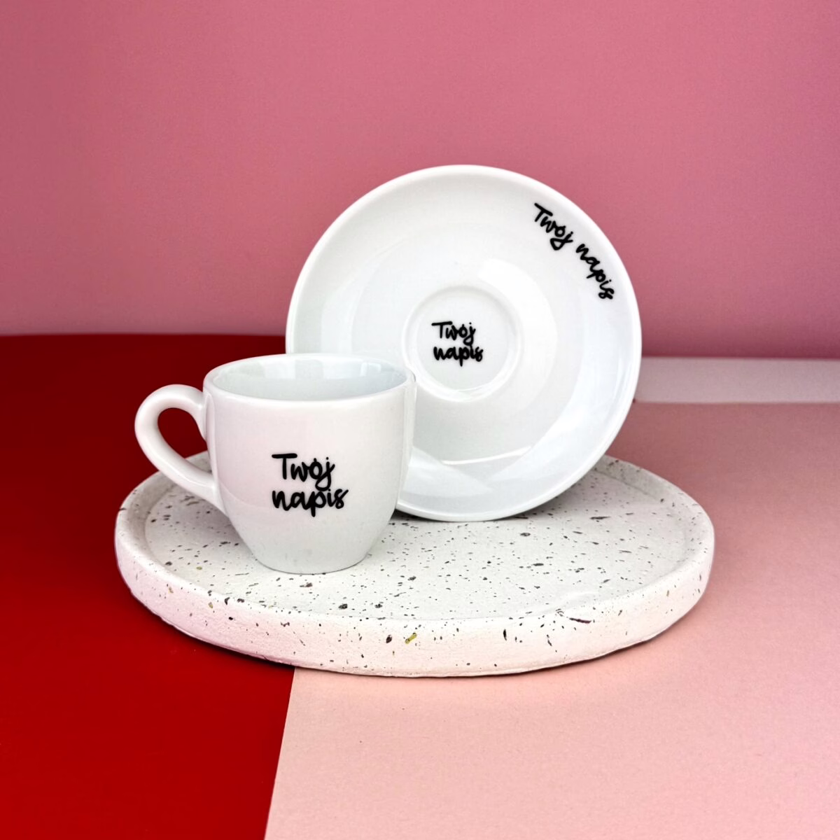 Filiżanka espresso 80 ml z Twoim napisem – ręcznie zdobiona porcelana Kika Handmade
