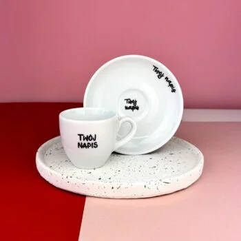 Filiżanka espresso 80 ml z Twoim napisem – ręcznie zdobiona porcelana Kika Handmade