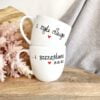 Zestaw kubków I żyli długo i szczęśliwie 300 ml – ręcznie zdobiona porcelana Kika Handmade