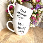 Zestaw kubków Małżeństwo idealne 300 ml – ręcznie zdobiona porcelana Kika Handmade