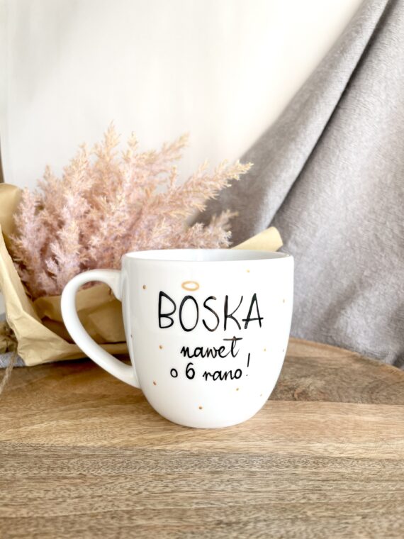 Kubek Boska 300 ml – ręcznie zdobiona porcelana Kika Handmade