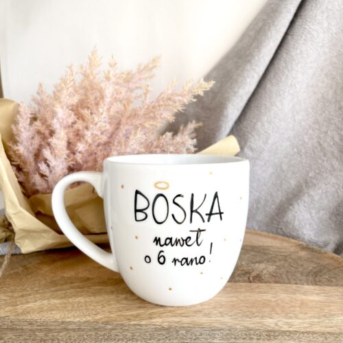 Kubek Boska 300 ml – ręcznie zdobiona porcelana Kika Handmade