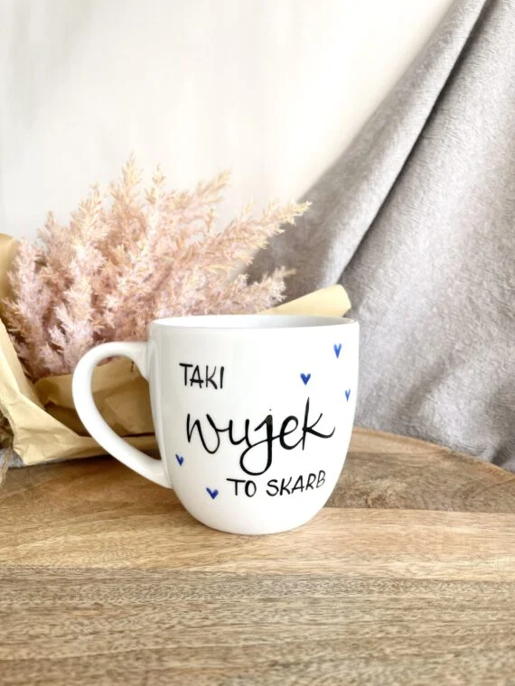 Kubek Wujek to skarb 300 ml – ręcznie zdobiona porcelana Kika Handmade