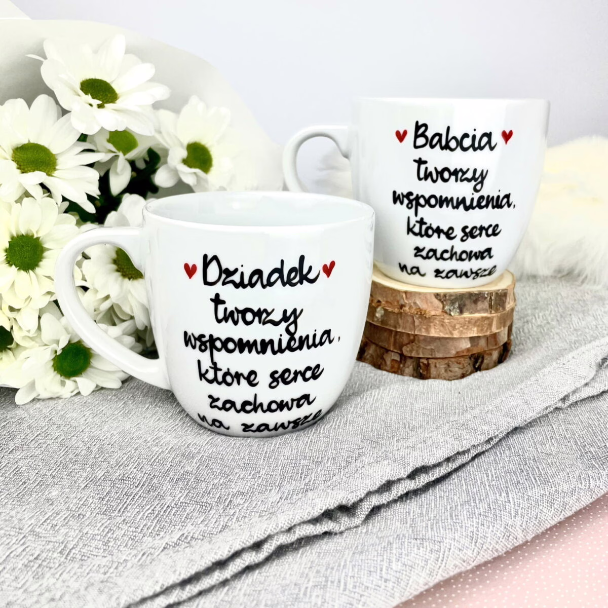 Kubek Dziadek tworzy wspomnienia 300 ml – ręcznie zdobiona porcelana Kika Handmade