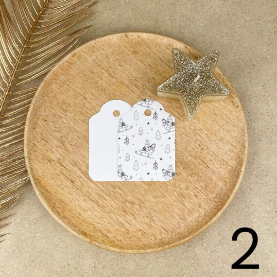 Bilecik prezentowy Świąteczny czarno-biały – ręcznie zdobiona porcelana Kika Handmade