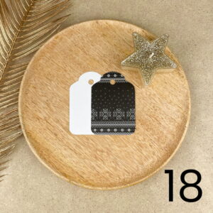 Bilecik prezentowy Świąteczny czarno-biały – ręcznie zdobiona porcelana Kika Handmade Bilecik prezentowy Świąteczny czarno-biały – ręcznie zdobiona porcelana Kika Handmade