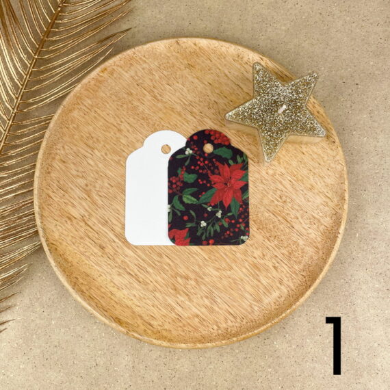 Bilecik prezentowy Świąteczny rośliny – ręcznie zdobiona porcelana Kika Handmade