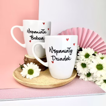 Zestaw kubków wspaniałych dziadków – ręcznie zdobiona porcelana Kika Handmade