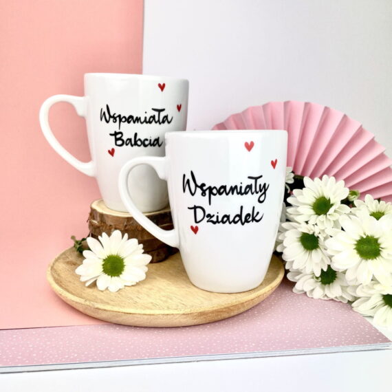 Zestaw kubków wspaniałych dziadków – ręcznie zdobiona porcelana Kika Handmade