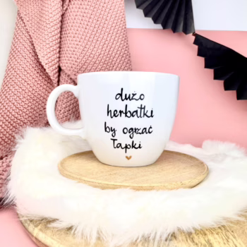 Kubek na dużą herbatę – 1 L – ręcznie zdobiona porcelana Kika Handmade
