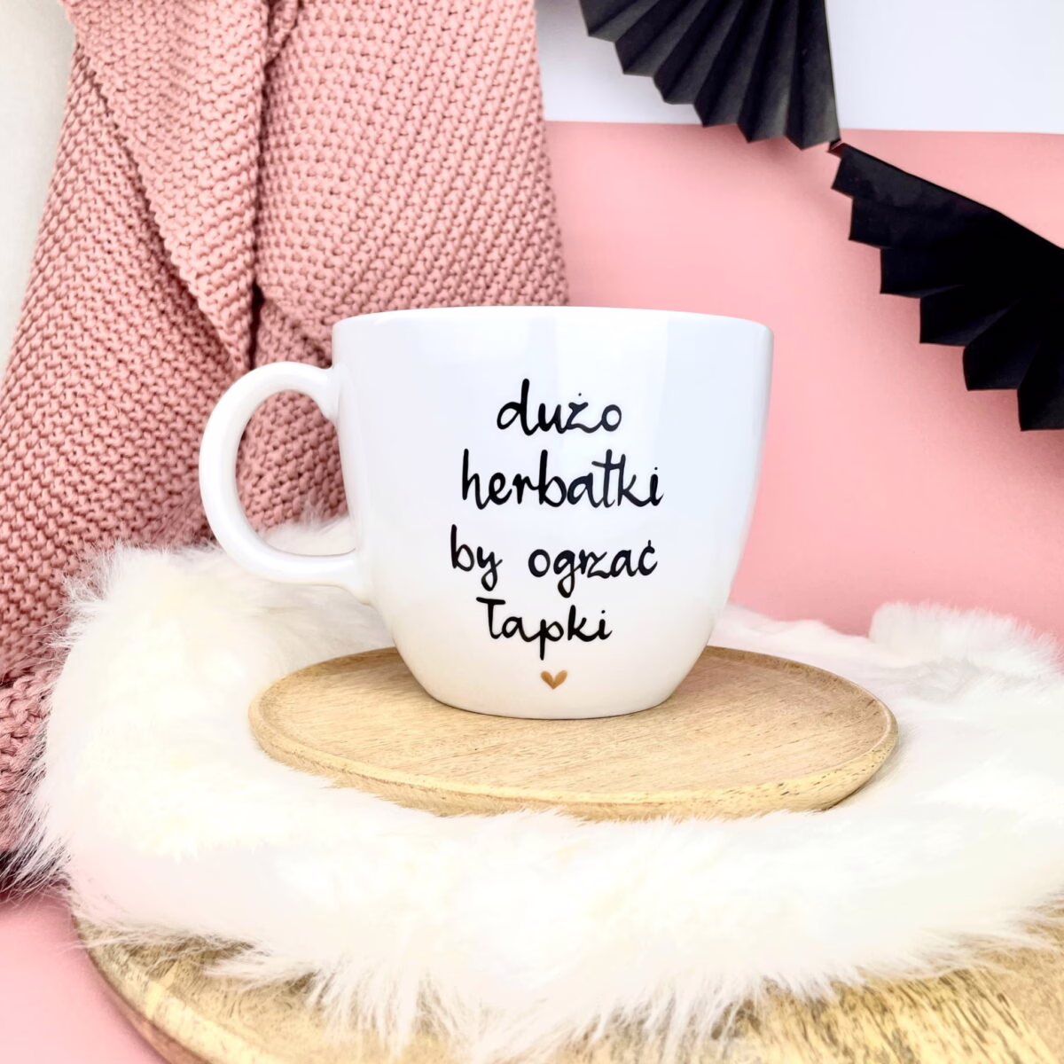 Kubek na dużą herbatę – 1 L – ręcznie zdobiona porcelana Kika Handmade