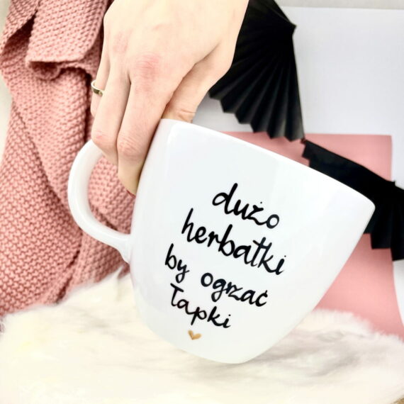 Kubek na dużą herbatę – 1 L – ręcznie zdobiona porcelana Kika Handmade