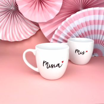 Kubek Misia 300 ml – ręcznie zdobiona porcelana Kika Handmade