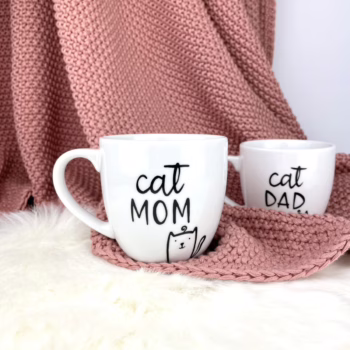 Kubek Cat Mom 300 ml – ręcznie zdobiona porcelana Kika Handmade