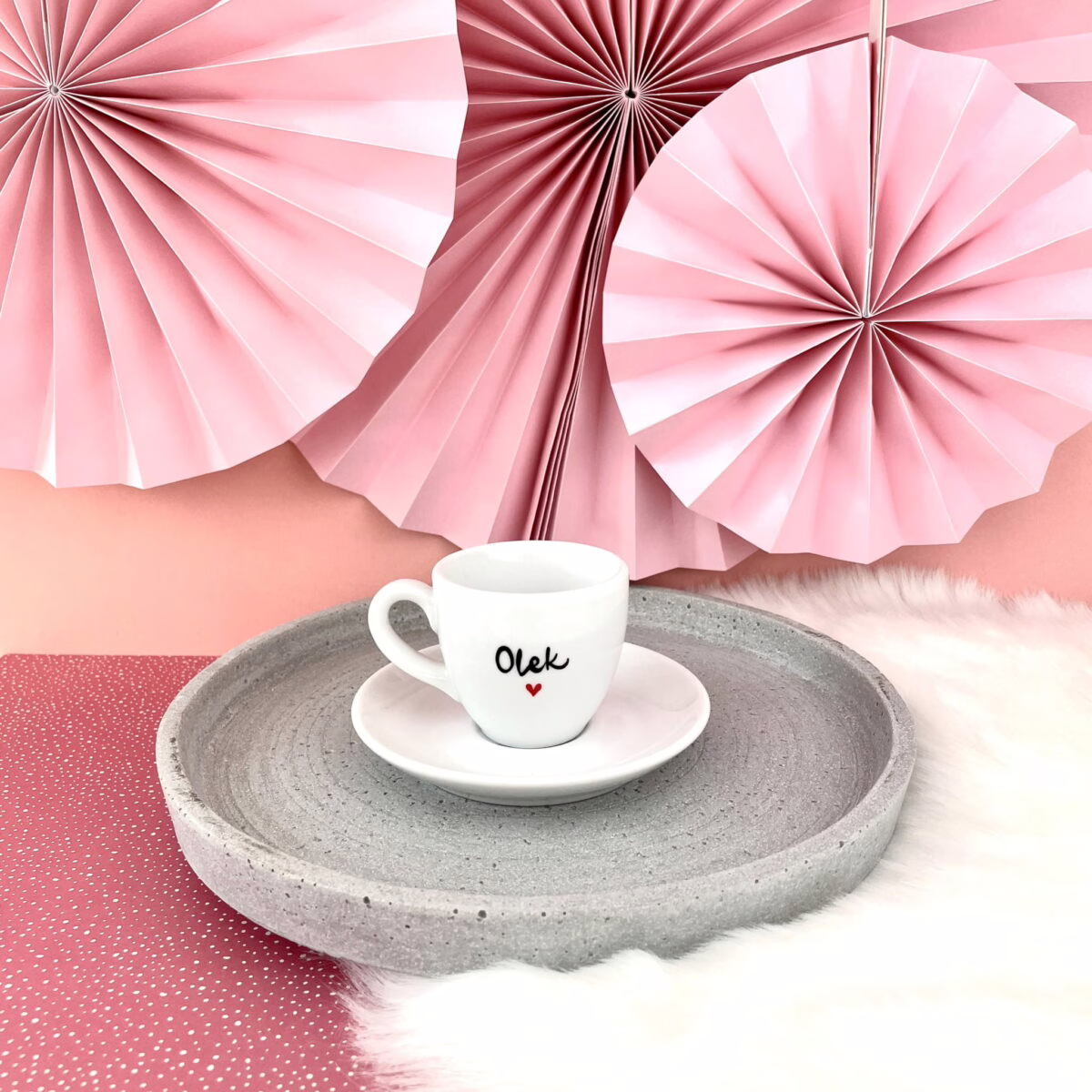 Filiżanka espresso z imieniem 80 ml – ręcznie zdobiona porcelana Kika Handmade
