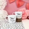 Zestaw kubków 300 ml – TAK ! z datą ślubu – ręcznie zdobiona porcelana Kika Handmade