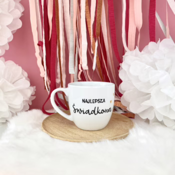 Zestaw kubków 300 ml – dla najlepszych świadków – ręcznie zdobiona porcelana Kika Handmade