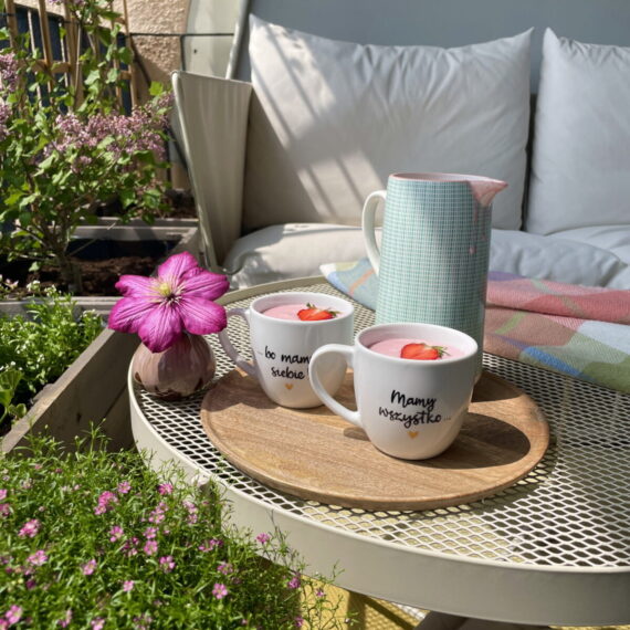 Zestaw kubków 300 ml – Mamy wszystko, bo mamy siebie – ręcznie zdobiona porcelana Kika Handmade