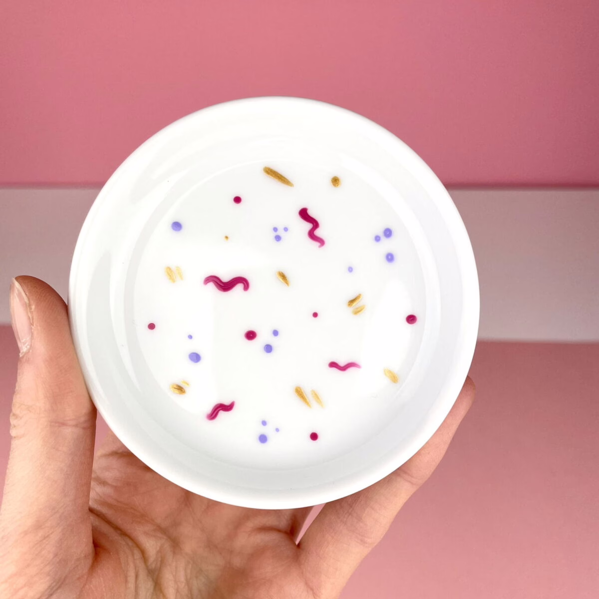 Spodek na torebkę herbaty, drobiazgi KSZTAŁTY – ręcznie zdobiona porcelana Kika Handmade