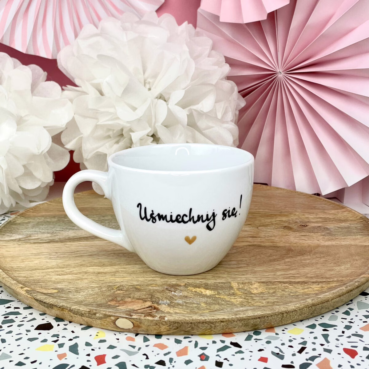Kubek 500 ml – Uśmiechnij się ! – ręcznie zdobiona porcelana Kika Handmade Kubek 500 ml – Uśmiechnij się ! – ręcznie zdobiona porcelana Kika Handmade