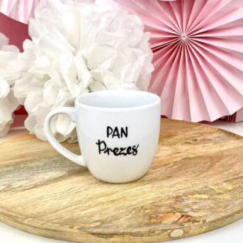 Kubek 300 ml – Pan Prezes – ręcznie zdobiona porcelana Kika Handmade