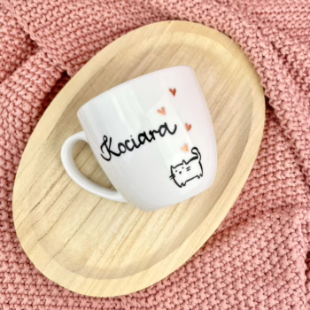 Kubek 300 ml – Kociara – ręcznie zdobiona porcelana Kika Handmade