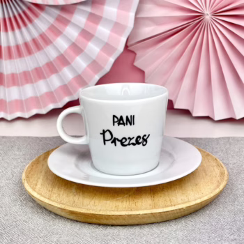 Filiżanka 200 ml – Pani Prezes – ręcznie zdobiona porcelana Kika Handmade