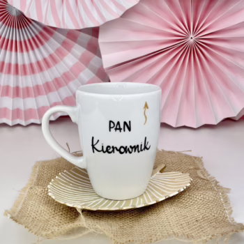 Kubek 360 ml – Pan Kierownik – ręcznie zdobiona porcelana Kika Handmade